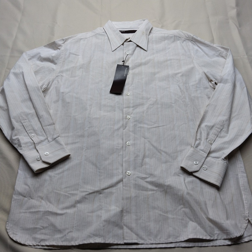 Perry Ellis Palm Springs Modern Shirt Long Sleeves Off White New w/Tag Xl